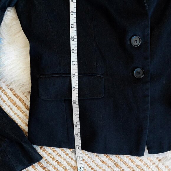 Ann Taylor Blazer Sz 4 Navy Blue Long Sleeve Pockets Double Button Dark Academia - Picture 5 of 7